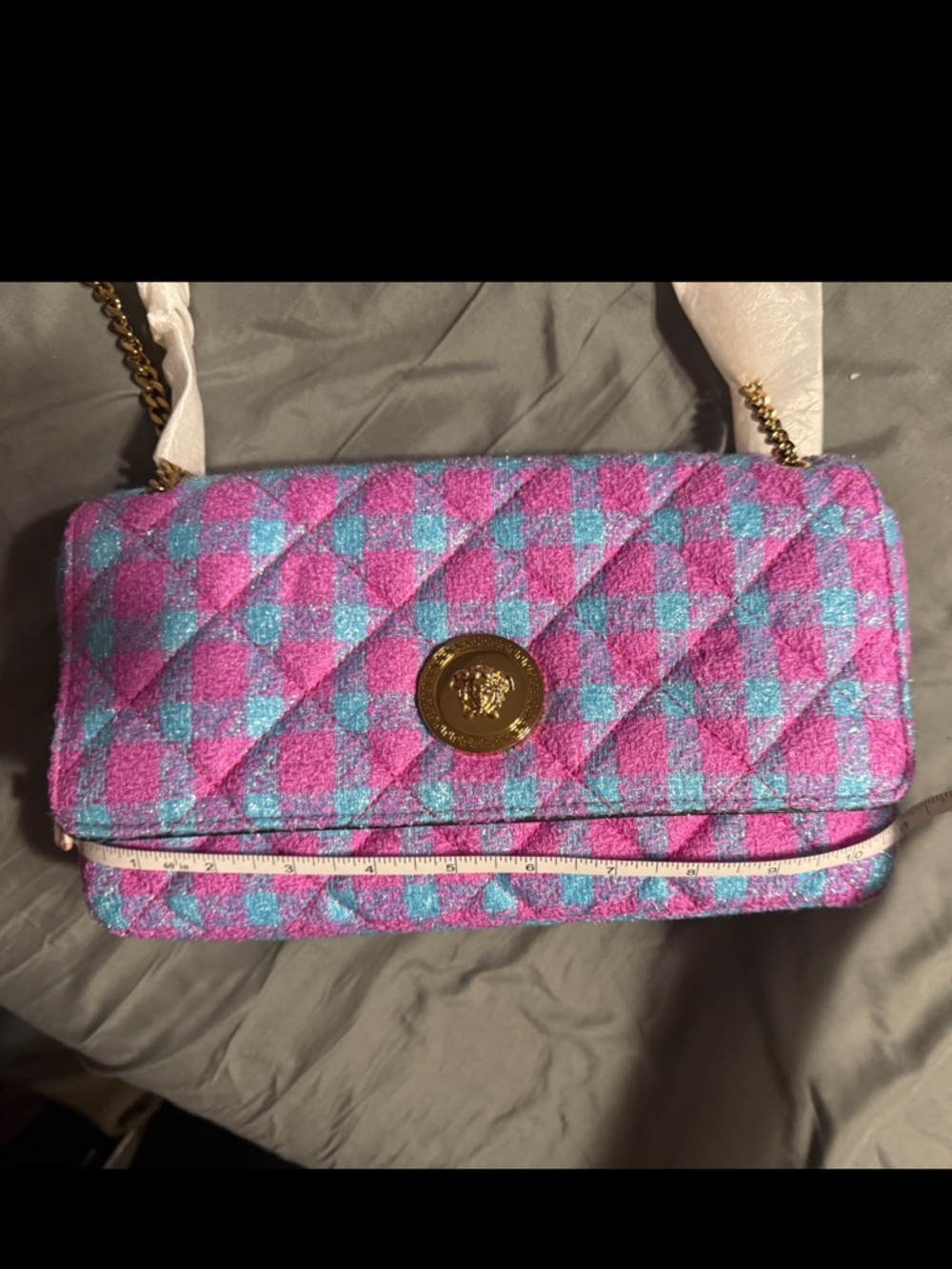 Versace Quilted Lurex Tweed crossbody